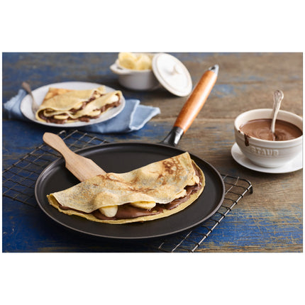 Staub Pans 28 cm cast iron Pancake pan with wooden handle