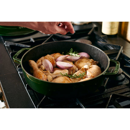 Staub Braisers 3.7 l cast iron round Saute pan Chistera, basil-green - Visual Imperfections