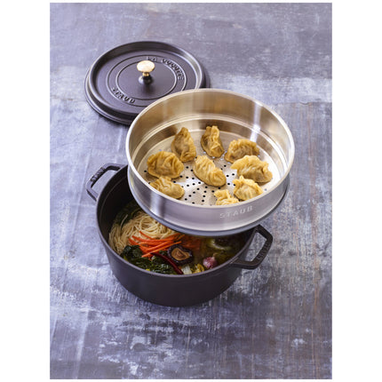 Staub La Cocotte 5.25 l cast iron round Cocotte with steamer