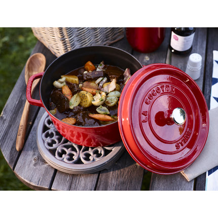 Staub Serving 23 cm round cast iron Trivet, lily decal