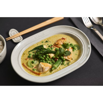 Staub Dining Line 25 cm ceramic oval serving dish, white