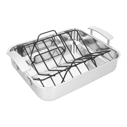 Demeyere Industry 5 39 x 33 cm 18/10 Stainless Steel rectangular Roaster + grid, silver