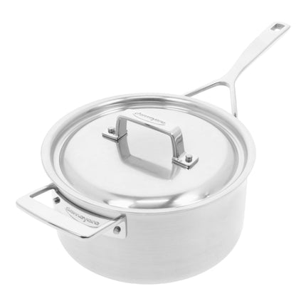 Demeyere Essential 5 3.8 l 18/10 Stainless Steel round sauce pan with lid 4QT, silver