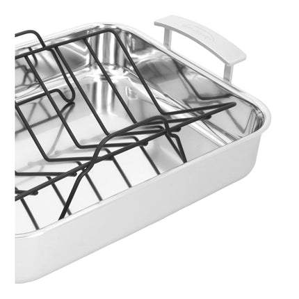 Demeyere Industry 5 39 x 33 cm 18/10 Stainless Steel rectangular Roaster + grid, silver