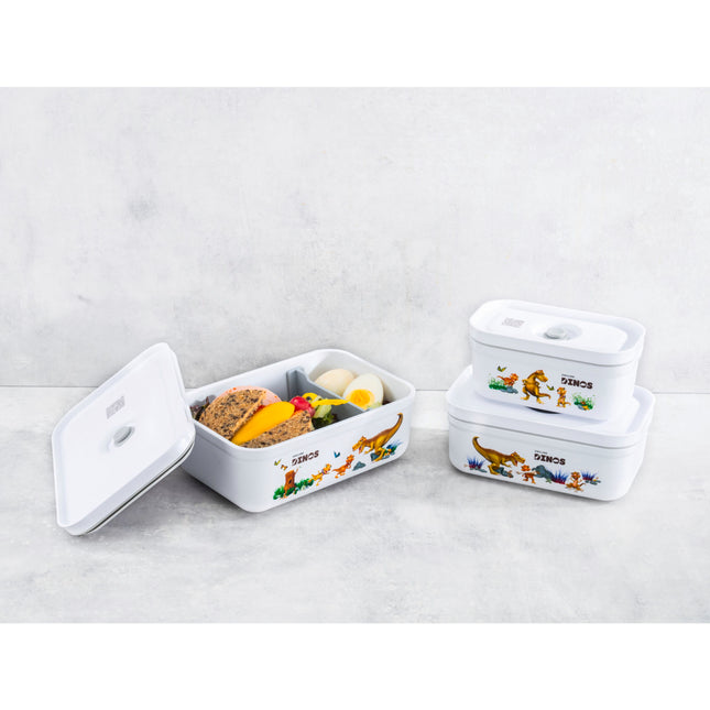 ZWILLING 3 PIECE VACUUM LUNCH BOX SET, PLASTIC, WHITE-GREY