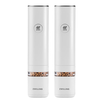 ZWILLING ELECTRIC SALT AND PEPPER MILL SET - WHITE