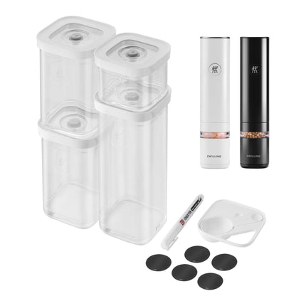 ZWILLING Fresh & Save CUBE Set with Electric Spice Mills, small / 6 Piece, transparent-white