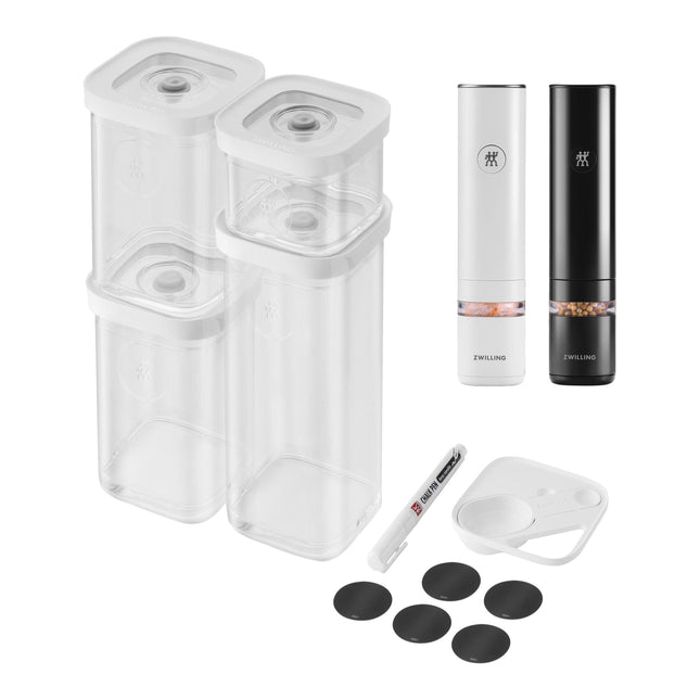 ZWILLING Fresh & Save CUBE Set with Electric Spice Mills, small / 6 Piece, transparent-white