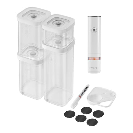 ZWILLING Fresh & Save CUBE Set with Electric Spice Mill, small / 6 Piece, transparent-white