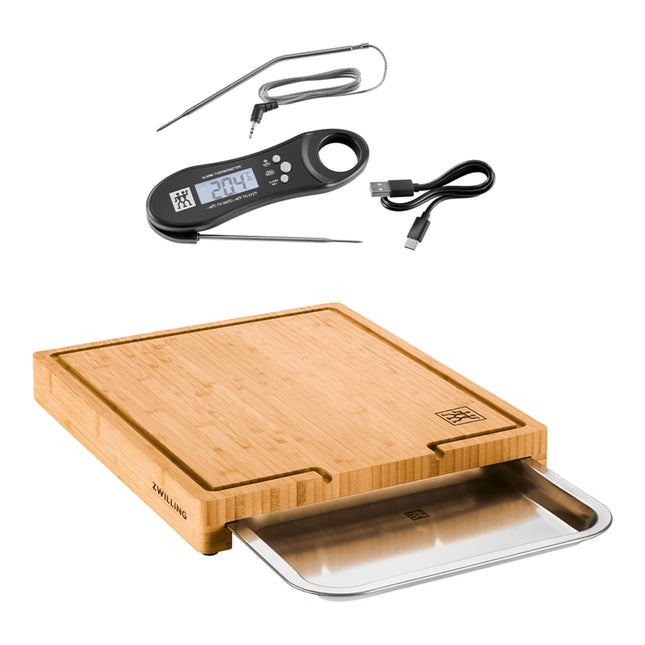 ZWILLING BBQ+ Cutting Board with Drawer + Digital Thermometer