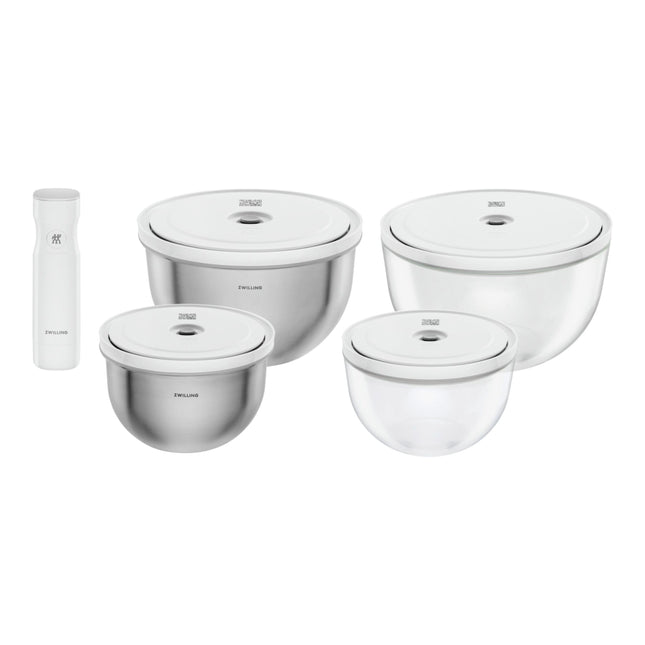 ZWILLING FRESH & SAVE BOWLS M/L GLASS & STAINLESS STEEL STARTER SET