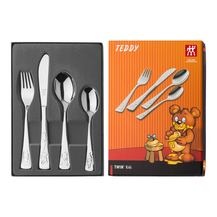 ZWILLING Teddy 4 Piece, Children's flatware set, silver