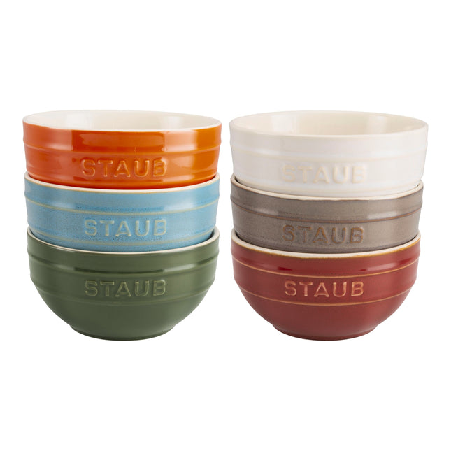 Staub Ceramique 14 cm / 6 Piece ceramic large rainbow multi-colour large bowl set, mixed Colours