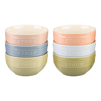 Staub Ceramique 14 cm / 6 Piece ceramic Macaron large bowl set, mixed Colours