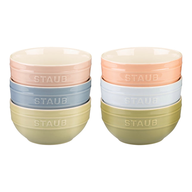Staub Ceramique 14 cm / 6 Piece ceramic Macaron large bowl set, mixed Colours