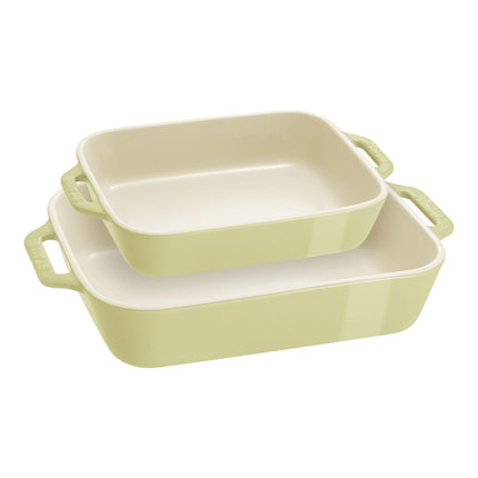 Staub Ceramique Rectangular Baking Dish Set Cherry 3 Piece
