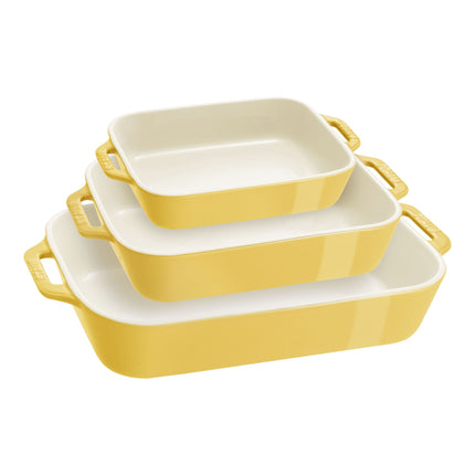 Staub Ceramique Rectangular Baking Dish Set Cherry 3 Piece