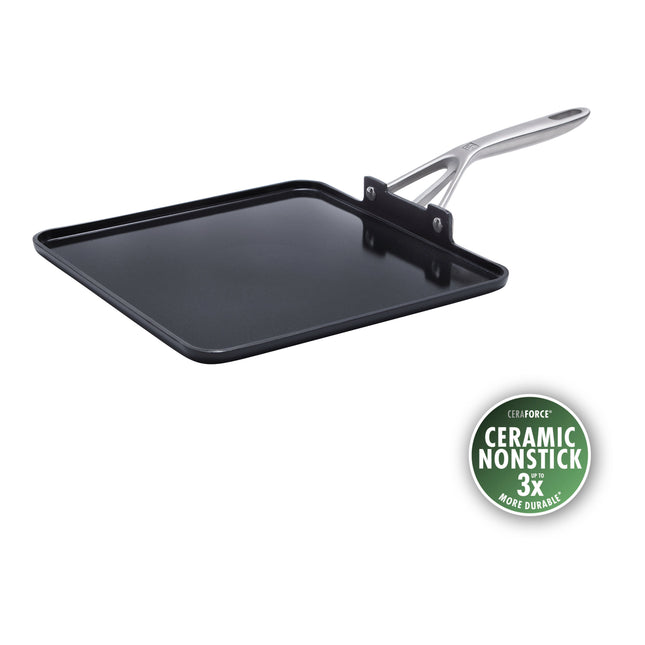 ZWILLING Motion Ceramic 28 cm Aluminum Square Non-Stick Griddle – Black