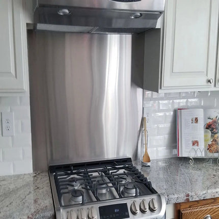 Vesta Stainless Steel Backsplash | Mounting Edge | 42"×26"