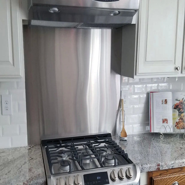 Vesta Stainless Steel Backsplash | Mounting Edge | 36"×26"