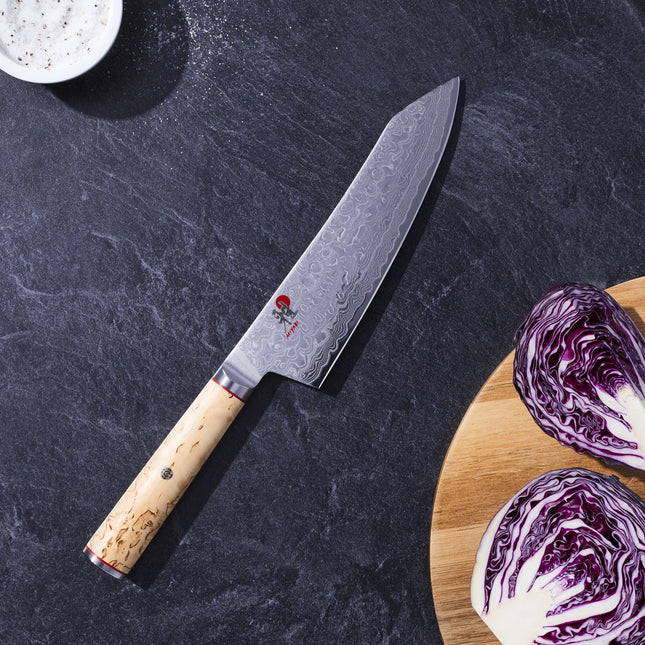 MIYABI BIRCHWOOD 5000MCD 7-inch, Rocking santoku, brown