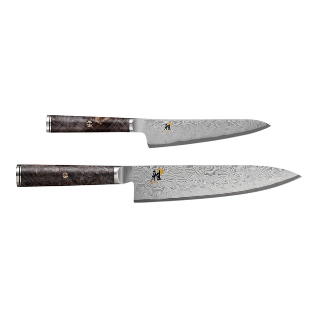 MIYABI BLACK 5000MCD67 2 Piece, Chef and Prep Knife Set, brown