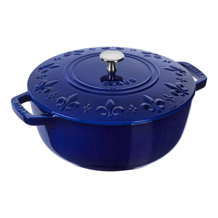 Staub La Cocotte 3.6 l cast iron round French Oven Fleur-de-lis, dark-blue