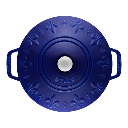 Staub La Cocotte 3.6 l cast iron round French Oven Fleur-de-lis, dark-blue