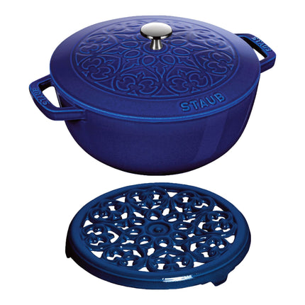 Staub La Cocotte Essential French Oven with lily lid and trivet 2 Piece, cast iron