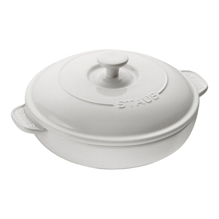 Staub Ceramique ceramic round BRIE CHEESE BAKER WITH LID, white