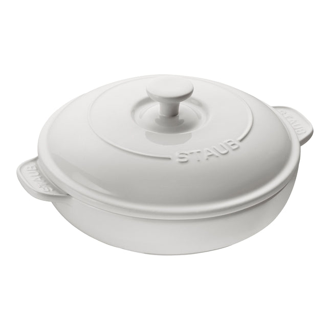 Staub Ceramique ceramic round BRIE CHEESE BAKER WITH LID, white