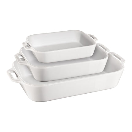 Staub Ceramique Rectangular Baking Dish Set Cherry 3 Piece