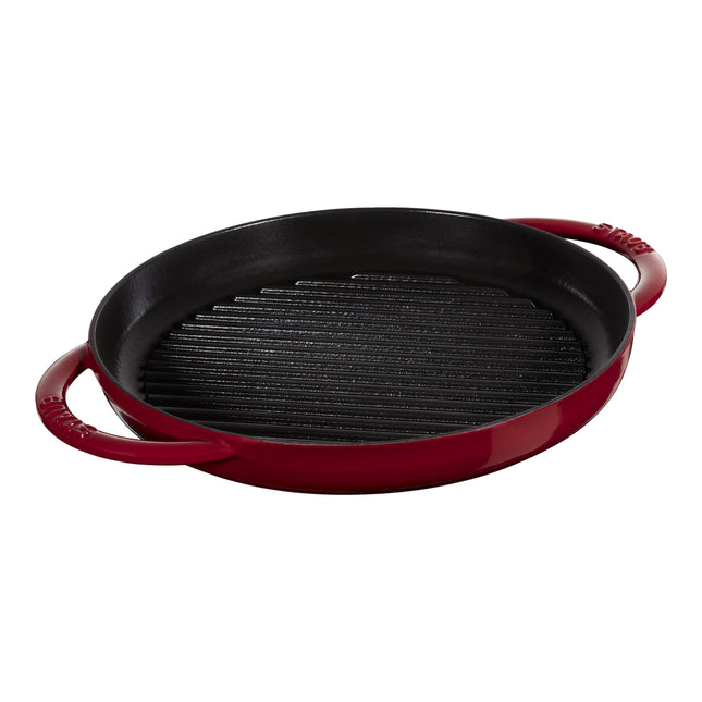 Staub Grill Pans 26 cm / 10 inch cast iron round Grill pan, Bordeaux