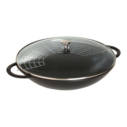 Staub Specialities 37 cm / 14.5 inch cast iron Wok with glass lid, black