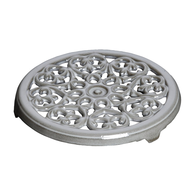 Staub Serving 23 cm round cast iron Trivet, lily decal