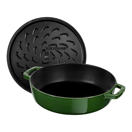 Staub Braisers 2.5 l cast iron round Saute pan Chistera, basil-green - Visual Imperfections