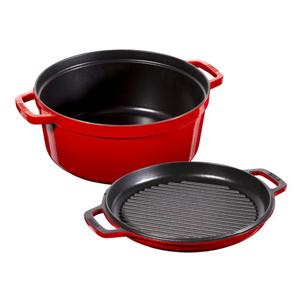 Staub Braisers 6 l cast iron round Braise + grill, cherry
