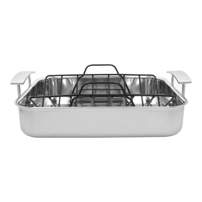 Demeyere Industry 5 39 x 33 cm 18/10 Stainless Steel rectangular Roaster + grid, silver