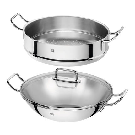 ZWILLING Plus 3 Piece 18/10 Stainless Steel wok with steamer and lid
