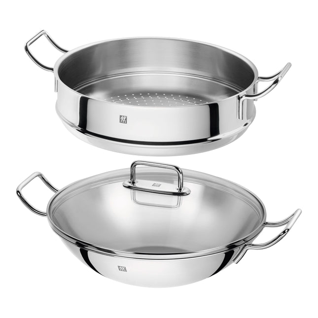 ZWILLING Plus 3 Piece 18/10 Stainless Steel wok with steamer and lid