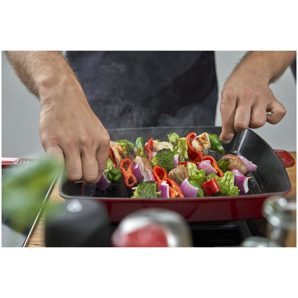 Staub Grill Pans 30 cm cast iron square American grill, cherry - Visual Imperfections