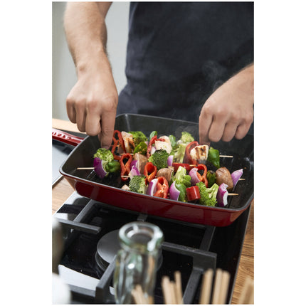 Staub Grill Pans 30 cm cast iron square American grill, cherry - Visual Imperfections