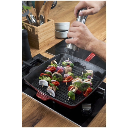Staub Grill Pans 30 cm cast iron square American grill, cherry - Visual Imperfections