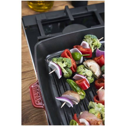 Staub Grill Pans 30 cm cast iron square American grill, cherry - Visual Imperfections