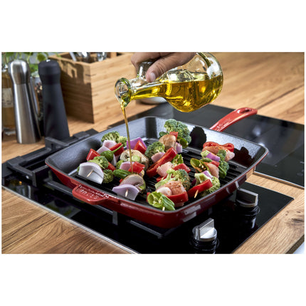 Staub Grill Pans 30 cm cast iron square American grill, cherry - Visual Imperfections