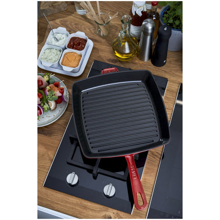 Staub Grill Pans 30 cm cast iron square American grill, cherry - Visual Imperfections