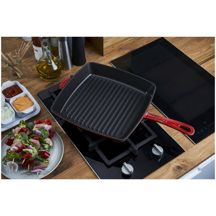 Staub Grill Pans 30 cm cast iron square American grill, cherry - Visual Imperfections