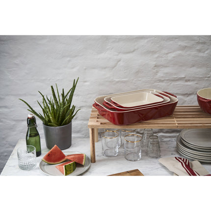 Staub Ceramique Rectangular Baking Dish Set Cherry 3 Piece