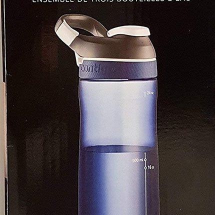 Contigo Autoseal Spill-Proof Water Bottle 24oz, 3 pack (Smoke, Iced Aqua, Grapevine)