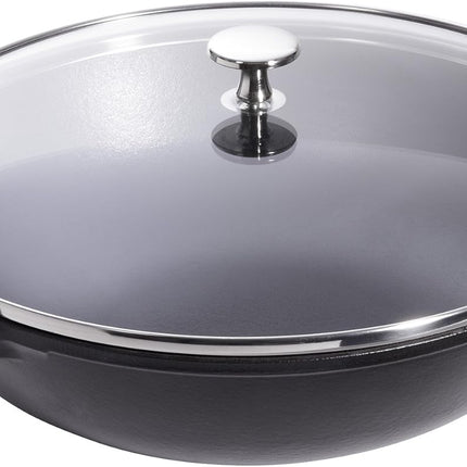 STAUB Cast Iron Perfect Pan, Dutch Oven, 4.5-quart, serves 4-5, Made in France, Matte Black